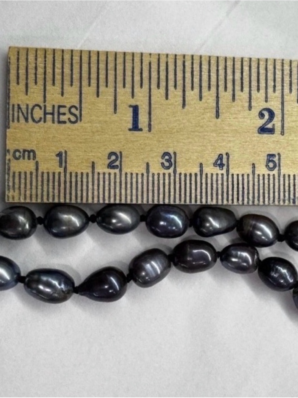 Vintage Black Peacock Freshwater Pearl Necklace 64” Hand Knotted Baroque Rope - Picture 11 of 12